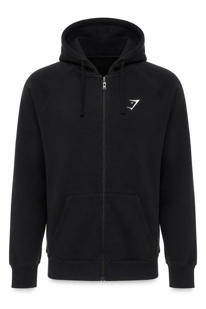 Gymshark Men's Black L Full Zip Hooded Fleece Logo Hoodie