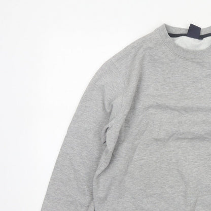 Cotton Traders Men’s Grey M Crew Neck Logo Fleece Pullover Sweatshirt