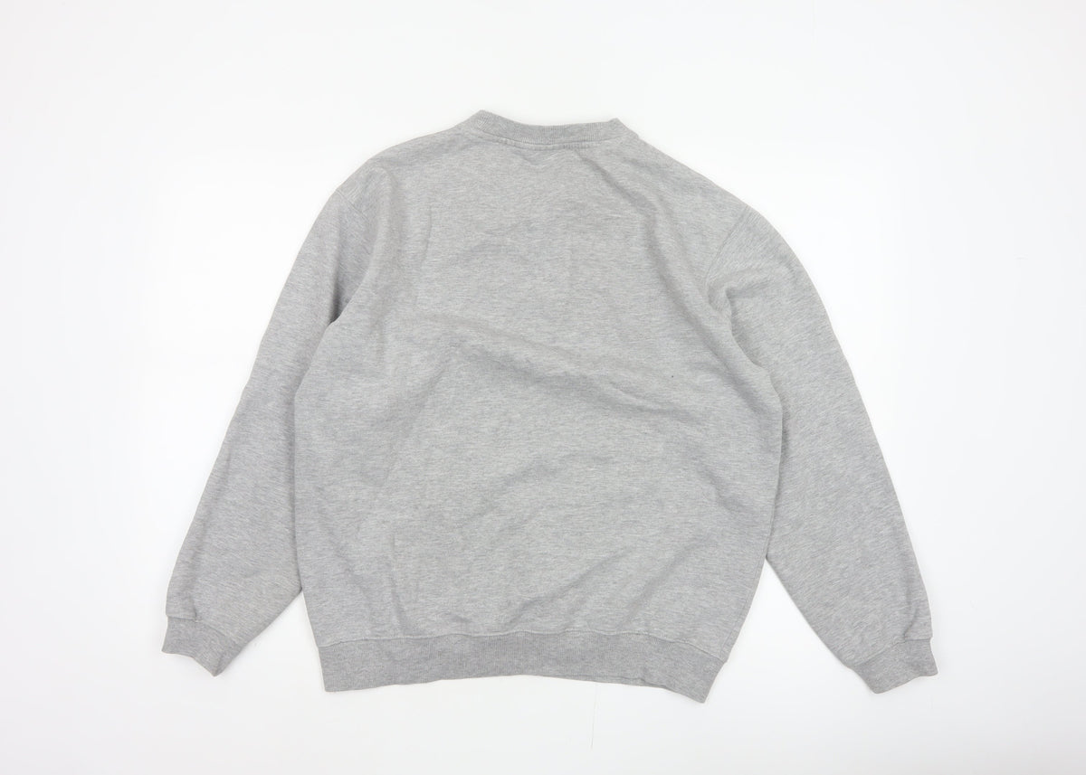 Cotton Traders Men’s Grey M Crew Neck Logo Fleece Pullover Sweatshirt