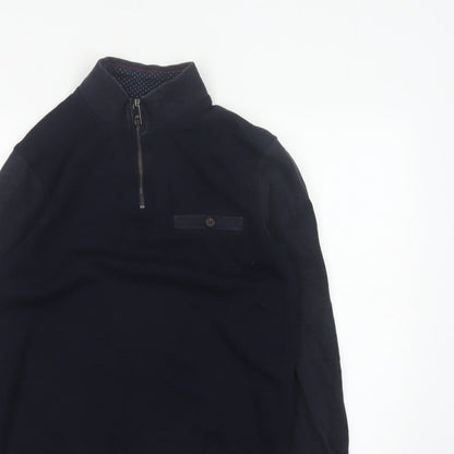 Ted Baker Men’s Blue S Half Zip High Neck Designer Sweatshirt