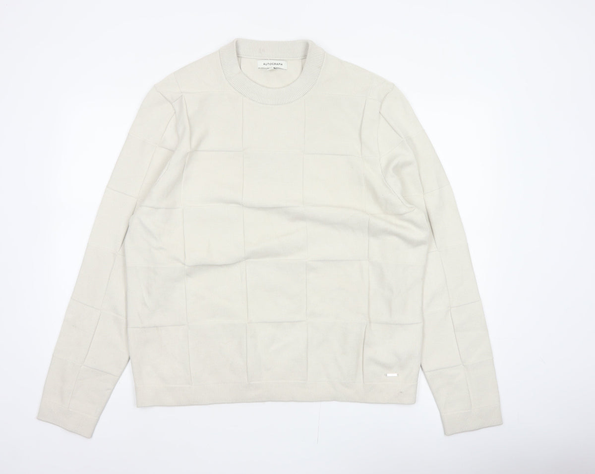 Marks & Spencer Autograph Men’s Ivory XL Geometric Knit Jumper