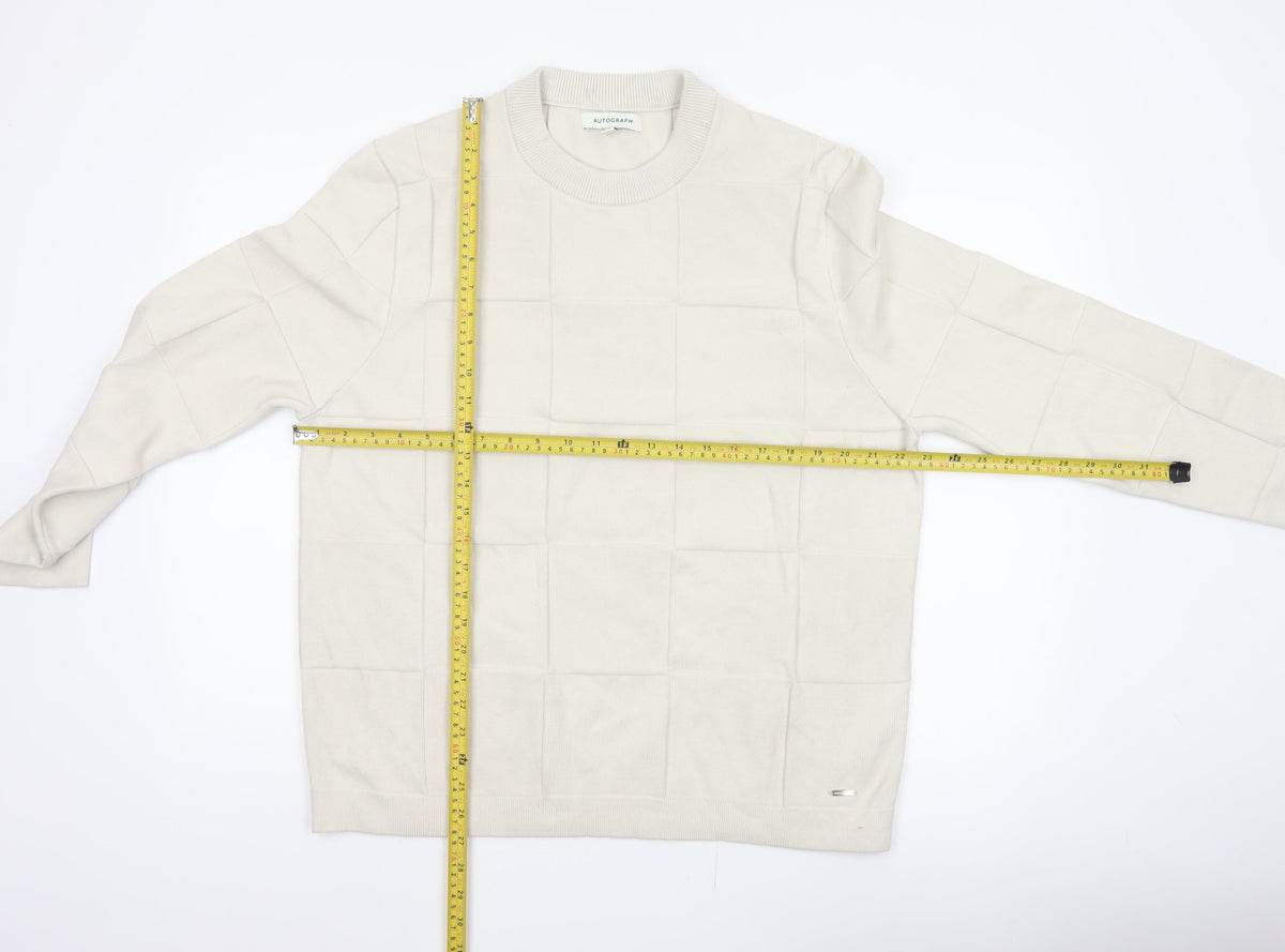 Marks & Spencer Autograph Men’s Ivory XL Geometric Knit Jumper