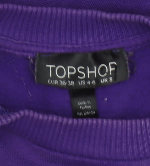 Topshop Women Purple S Paradise Palms Graphic Pullover Sweatshirt