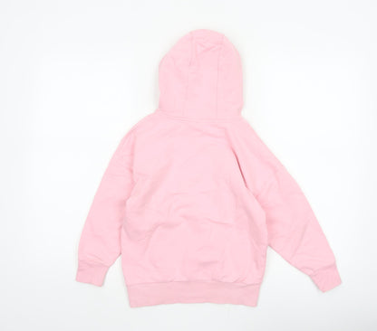 Barbie Girls Pink 7 Years Pullover Hoodie Sequin Logo Pocket Cotton Blend