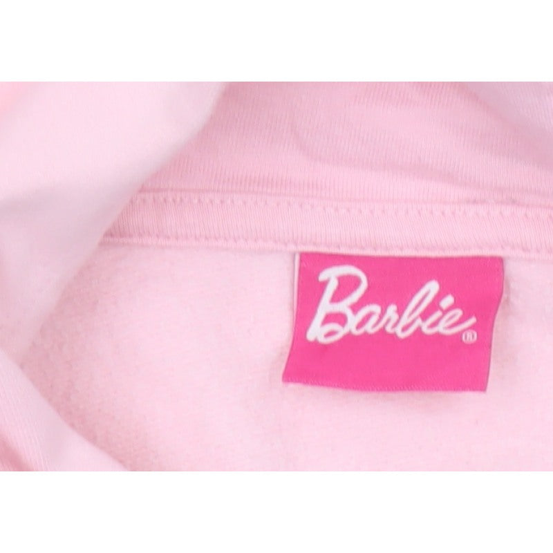 Barbie Girls Pink 7 Years Pullover Hoodie Sequin Logo Pocket Cotton Blend