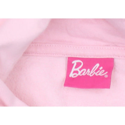 Barbie Girls Pink 7 Years Pullover Hoodie Sequin Logo Pocket Cotton Blend