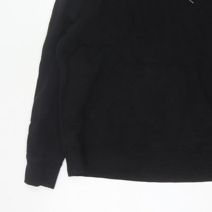 Marks and Spencer Men Black L Pullover Hoodie Cotton Blend Pockets
