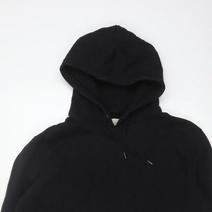 Marks and Spencer Men Black L Pullover Hoodie Cotton Blend Pockets