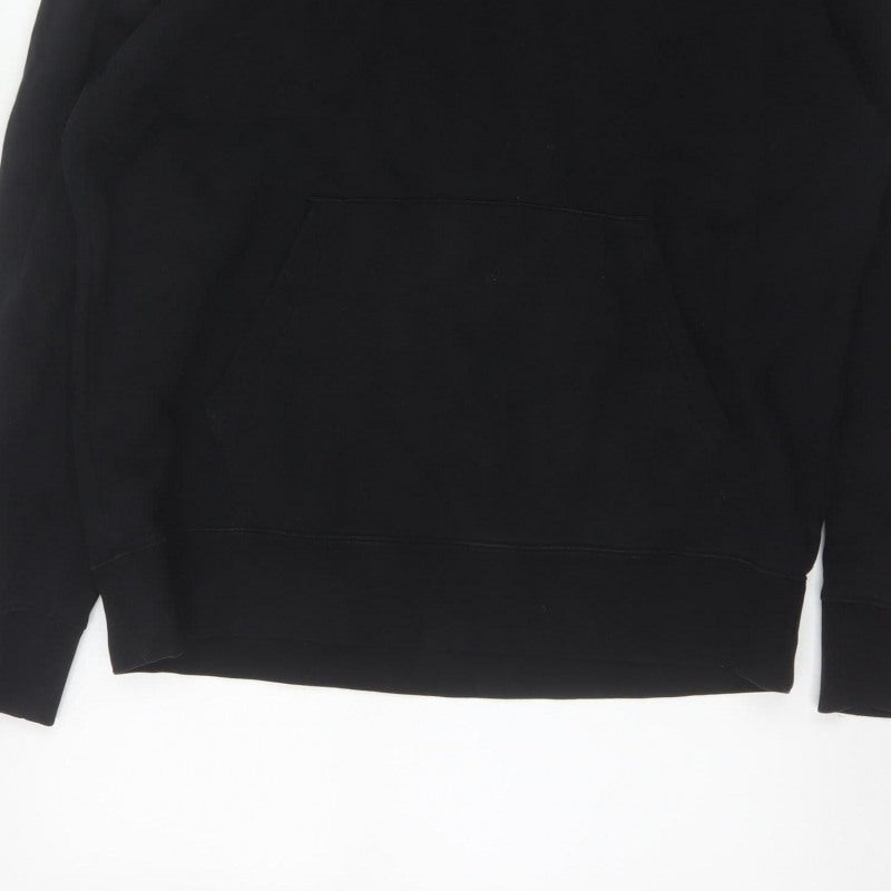 Marks and Spencer Men Black L Pullover Hoodie Cotton Blend Pockets
