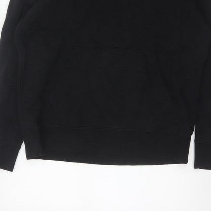 Marks and Spencer Men Black L Pullover Hoodie Cotton Blend Pockets