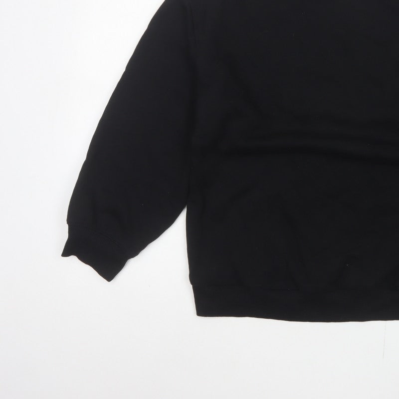H&M Women Black UK 12 Pullover Crew Neck Long Sleeve Sweatshirt