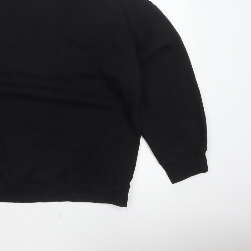H&M Women Black UK 12 Pullover Crew Neck Long Sleeve Sweatshirt