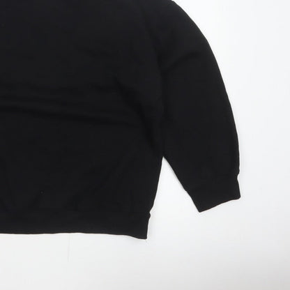 H&M Women Black UK 12 Pullover Crew Neck Long Sleeve Sweatshirt