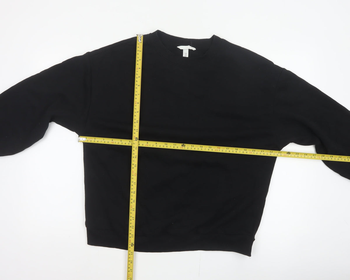 H&M Women Black UK 12 Pullover Crew Neck Long Sleeve Sweatshirt