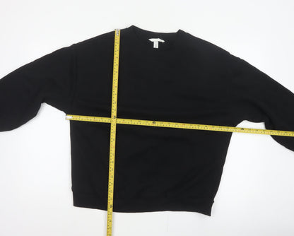 H&M Women Black UK 12 Pullover Crew Neck Long Sleeve Sweatshirt
