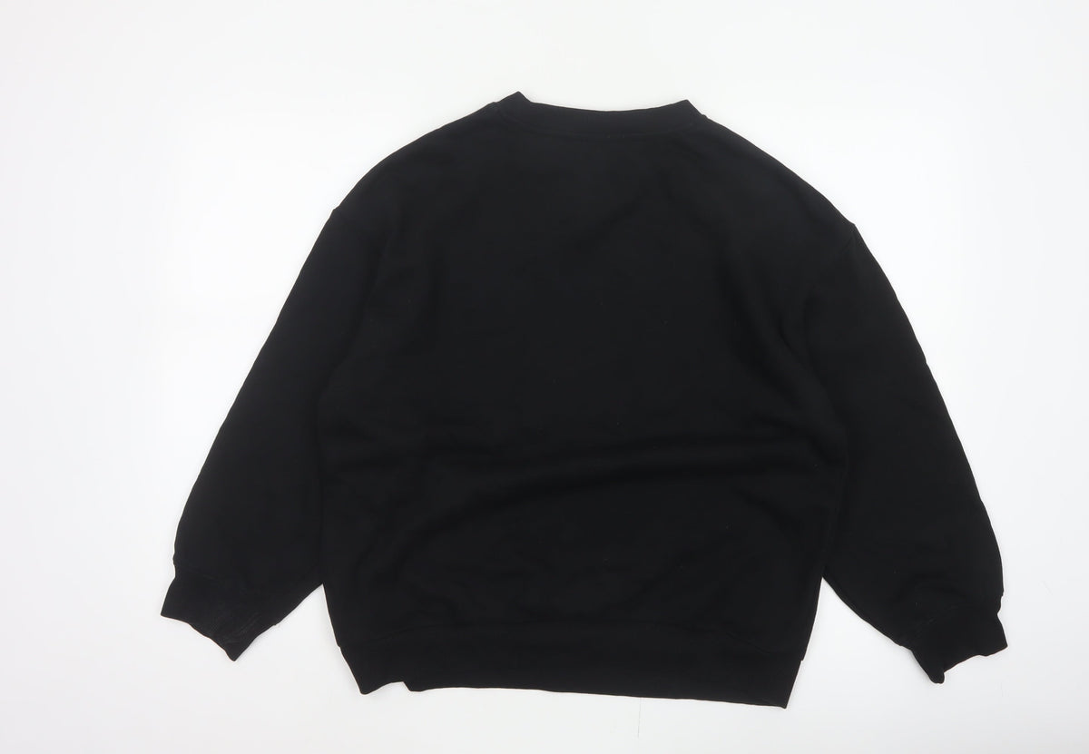 H&M Women Black UK 12 Pullover Crew Neck Long Sleeve Sweatshirt