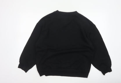 H&M Women Black UK 12 Pullover Crew Neck Long Sleeve Sweatshirt
