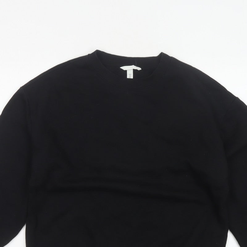 H&M Women Black UK 12 Pullover Crew Neck Long Sleeve Sweatshirt