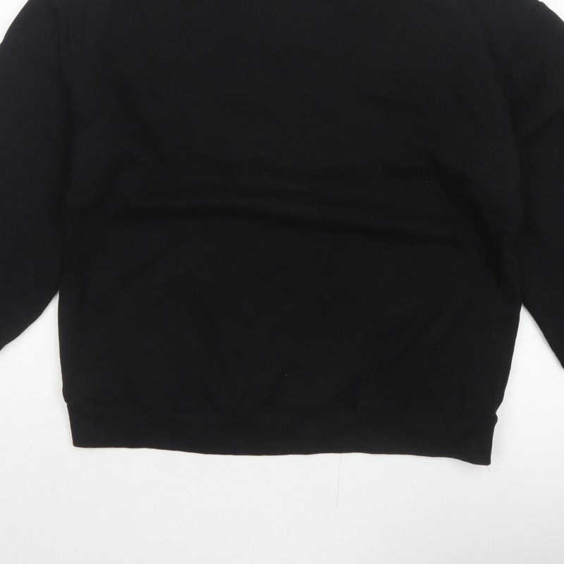 H&M Women Black UK 12 Pullover Crew Neck Long Sleeve Sweatshirt