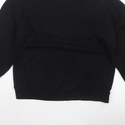 H&M Women Black UK 12 Pullover Crew Neck Long Sleeve Sweatshirt
