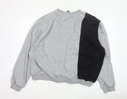 BoohooMAN Men’s Grey Black Panel Sweatshirt XL Crew Neck Pullover