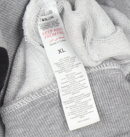 BoohooMAN Men’s Grey Black Panel Sweatshirt XL Crew Neck Pullover