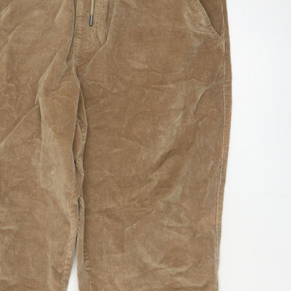 Denim Co. Men’s Beige M Corduroy Cuff Jogger Trousers Drawstring