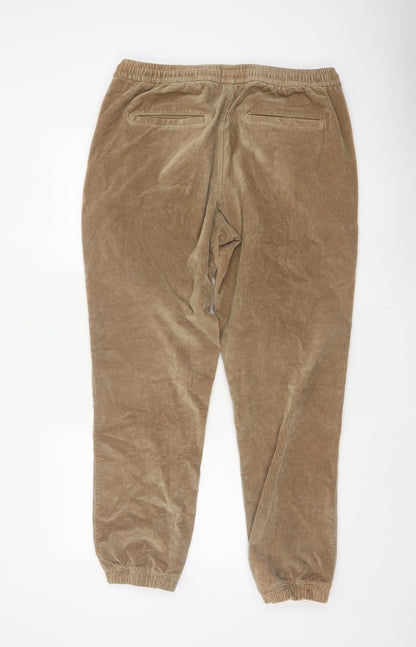 Denim Co. Men’s Beige M Corduroy Cuff Jogger Trousers Drawstring