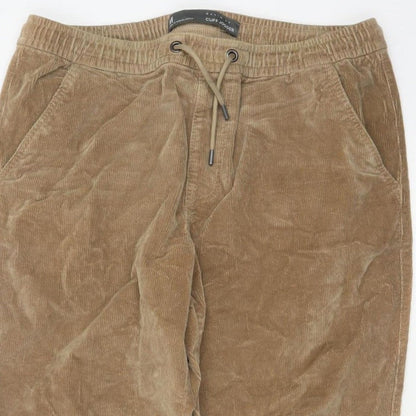 Denim Co. Men’s Beige M Corduroy Cuff Jogger Trousers Drawstring