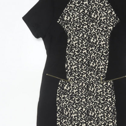 Marks and Spencer Women Black Leopard Print UK 12 Pencil Dress