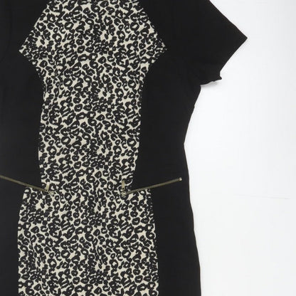 Marks and Spencer Women Black Leopard Print UK 12 Pencil Dress