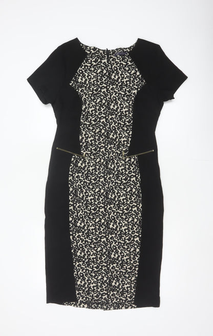 Marks and Spencer Women Black Leopard Print UK 12 Pencil Dress