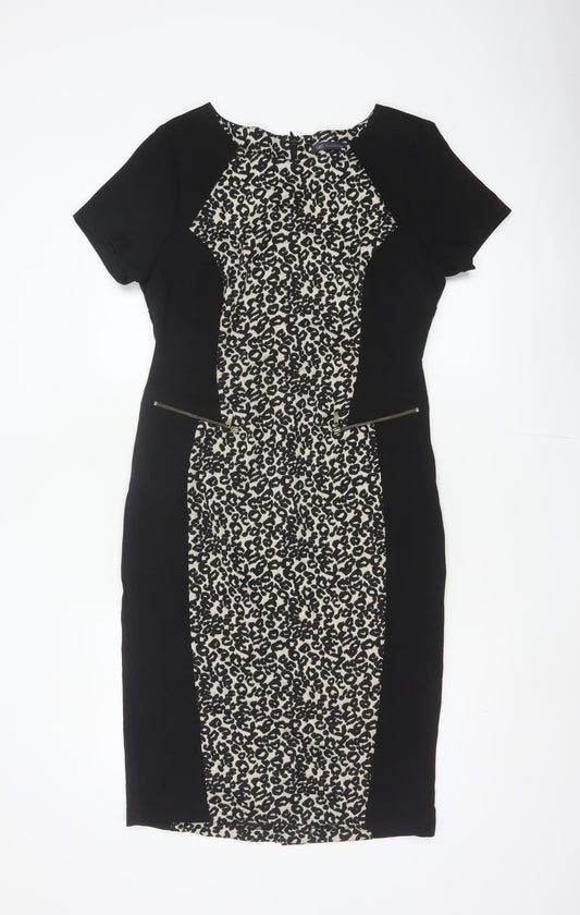 Marks and Spencer Women Black Leopard Print UK 12 Pencil Dress