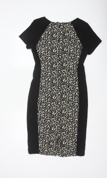 Marks and Spencer Women Black Leopard Print UK 12 Pencil Dress