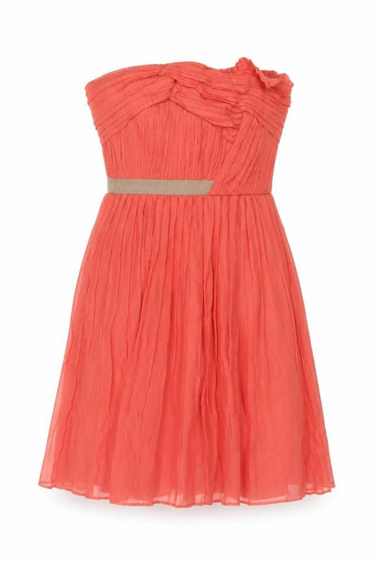 Mango Women Coral UK 10 Strapless Fit & Flare Party Dress