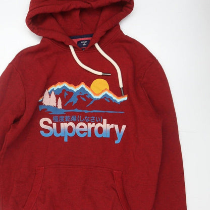 Superdry Men’s Red L Pullover Hoodie Mountain Graphic Fleece