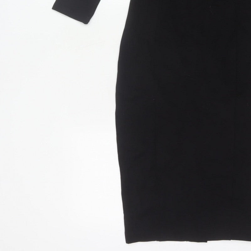 Hush Women’s Black Size 6 Midi Pencil Dress Boat Neck Stretch
