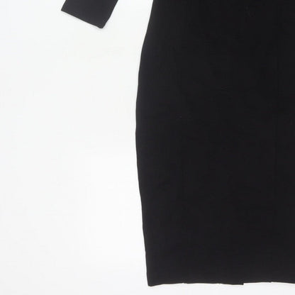 Hush Women’s Black Size 6 Midi Pencil Dress Boat Neck Stretch