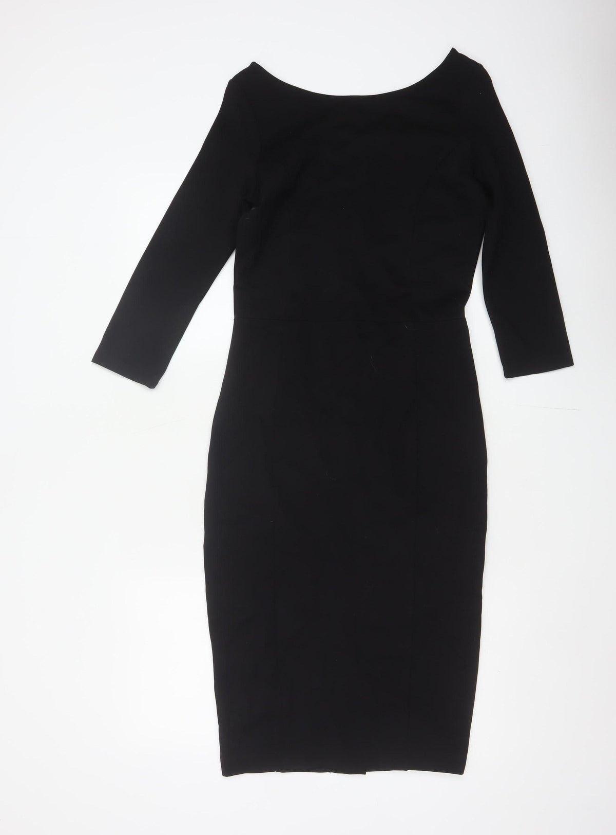 Hush Women’s Black Size 6 Midi Pencil Dress Boat Neck Stretch