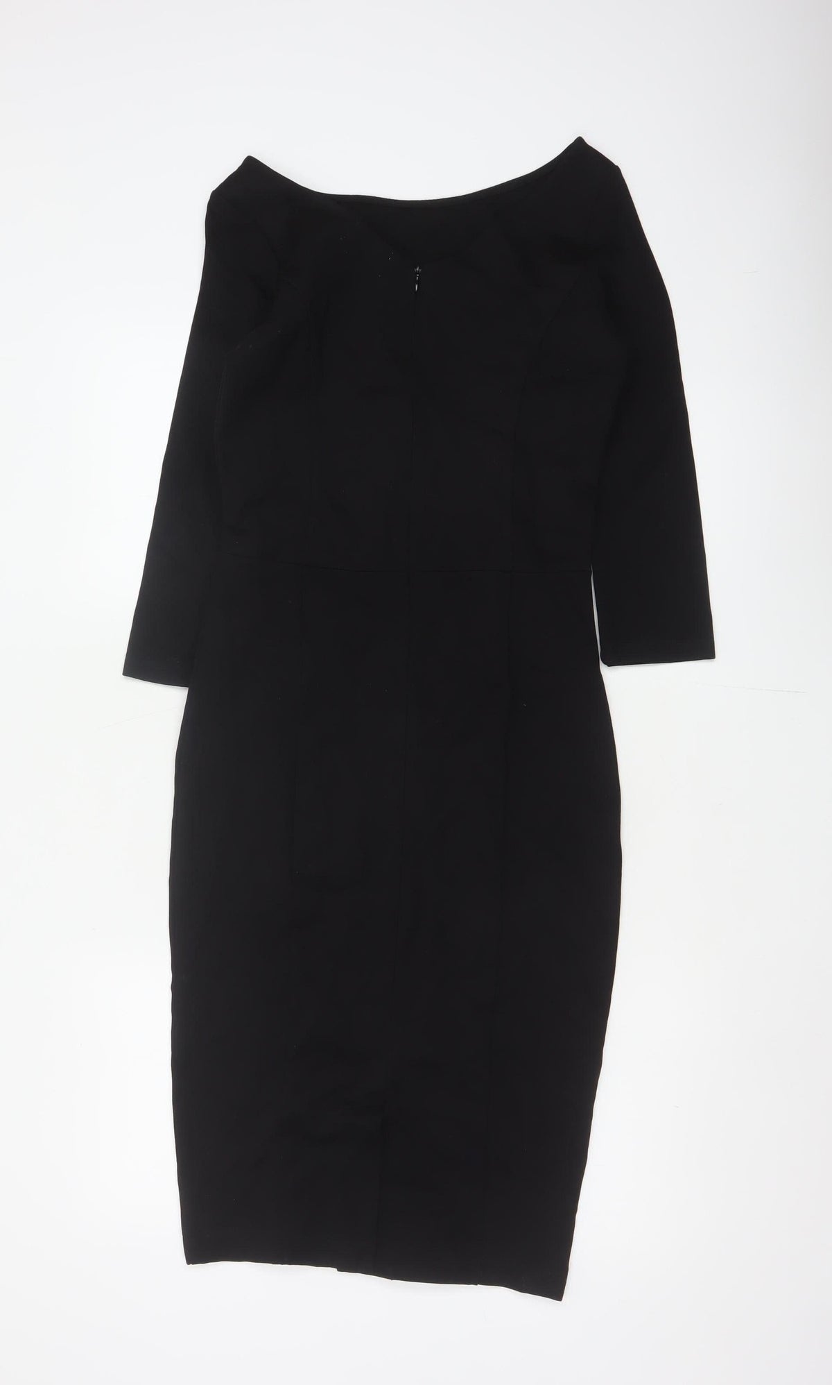 Hush Women’s Black Size 6 Midi Pencil Dress Boat Neck Stretch