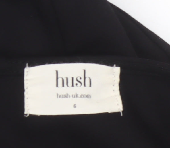 Hush Women’s Black Size 6 Midi Pencil Dress Boat Neck Stretch