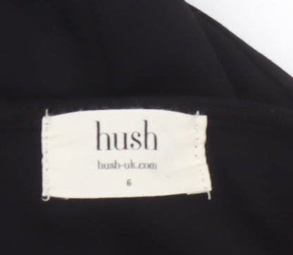 Hush Women’s Black Size 6 Midi Pencil Dress Boat Neck Stretch