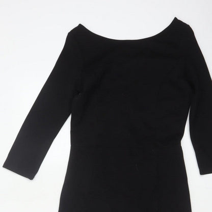 Hush Women’s Black Size 6 Midi Pencil Dress Boat Neck Stretch