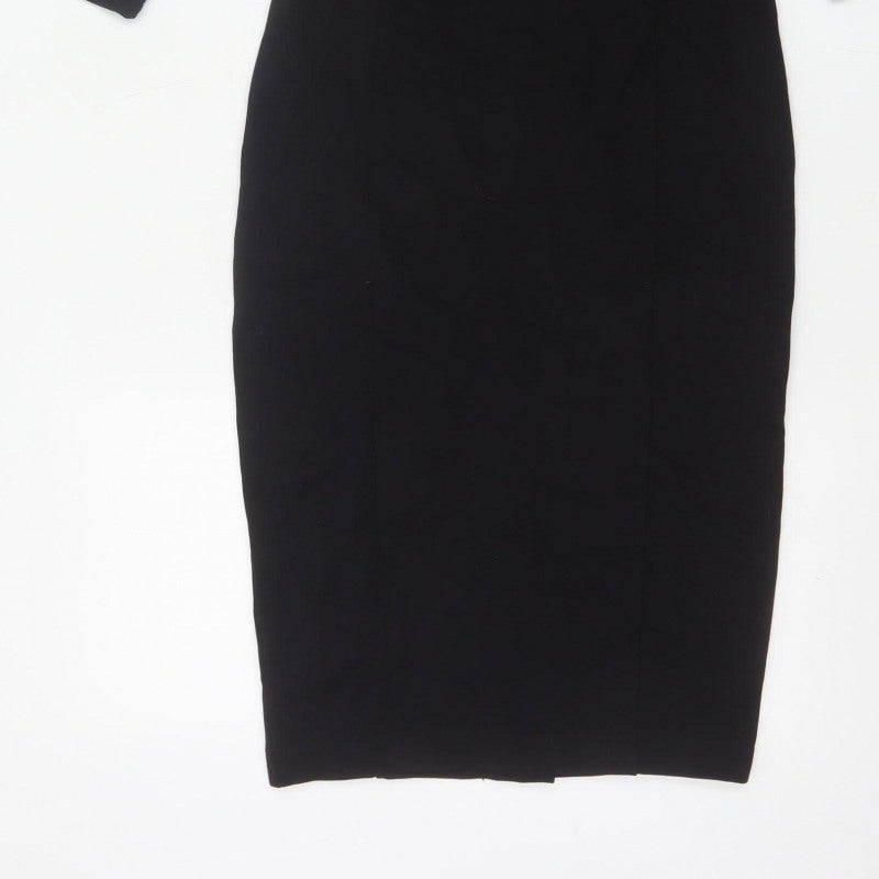 Hush Women’s Black Size 6 Midi Pencil Dress Boat Neck Stretch