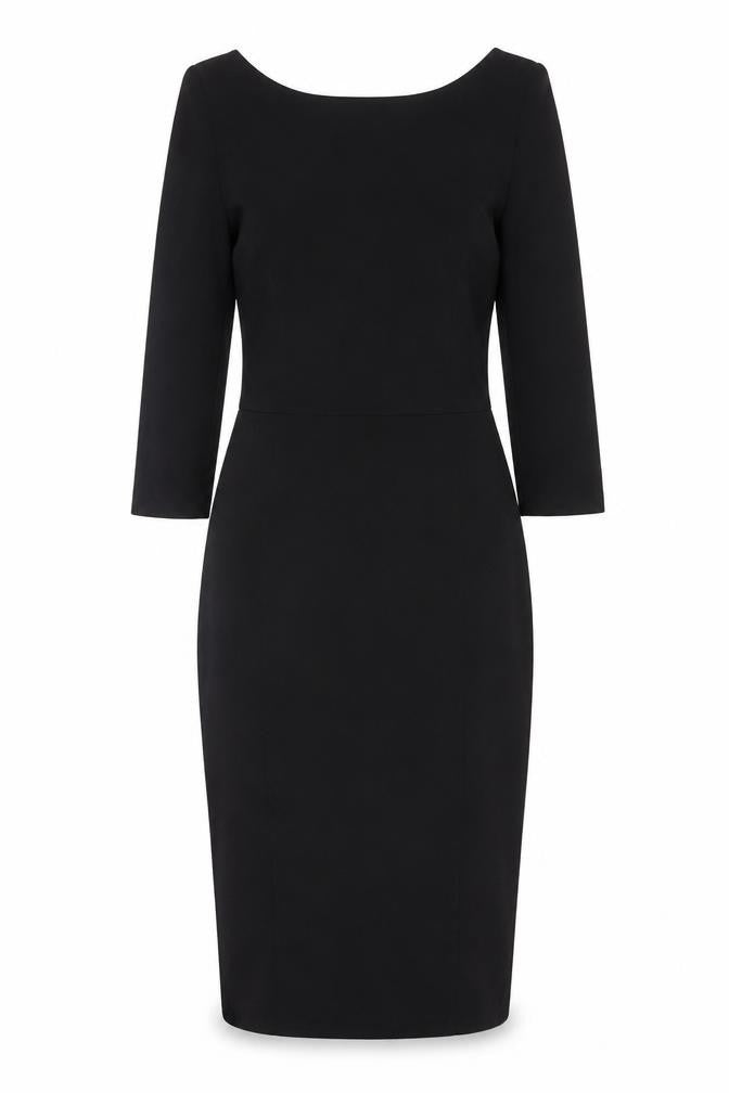 Hush Women’s Black Size 6 Midi Pencil Dress Boat Neck Stretch