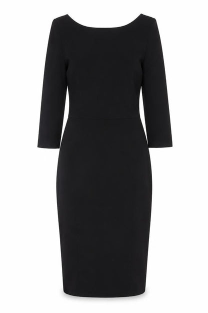 Hush Women’s Black Size 6 Midi Pencil Dress Boat Neck Stretch