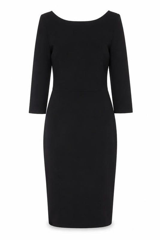 Hush Women’s Black Size 6 Midi Pencil Dress Boat Neck Stretch