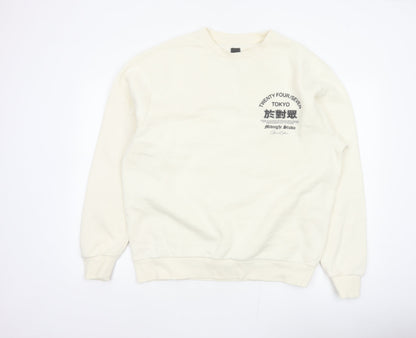 River Island Men Ivory L Tokyo Graphic Print Crew Neck Sweatshirt