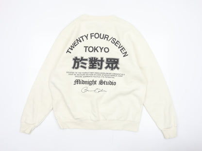 River Island Men Ivory L Tokyo Graphic Print Crew Neck Sweatshirt