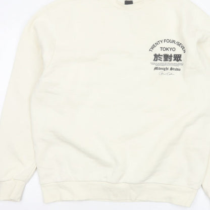 River Island Men Ivory L Tokyo Graphic Print Crew Neck Sweatshirt